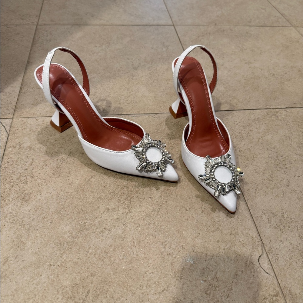 White Women's Heels with Embellishment